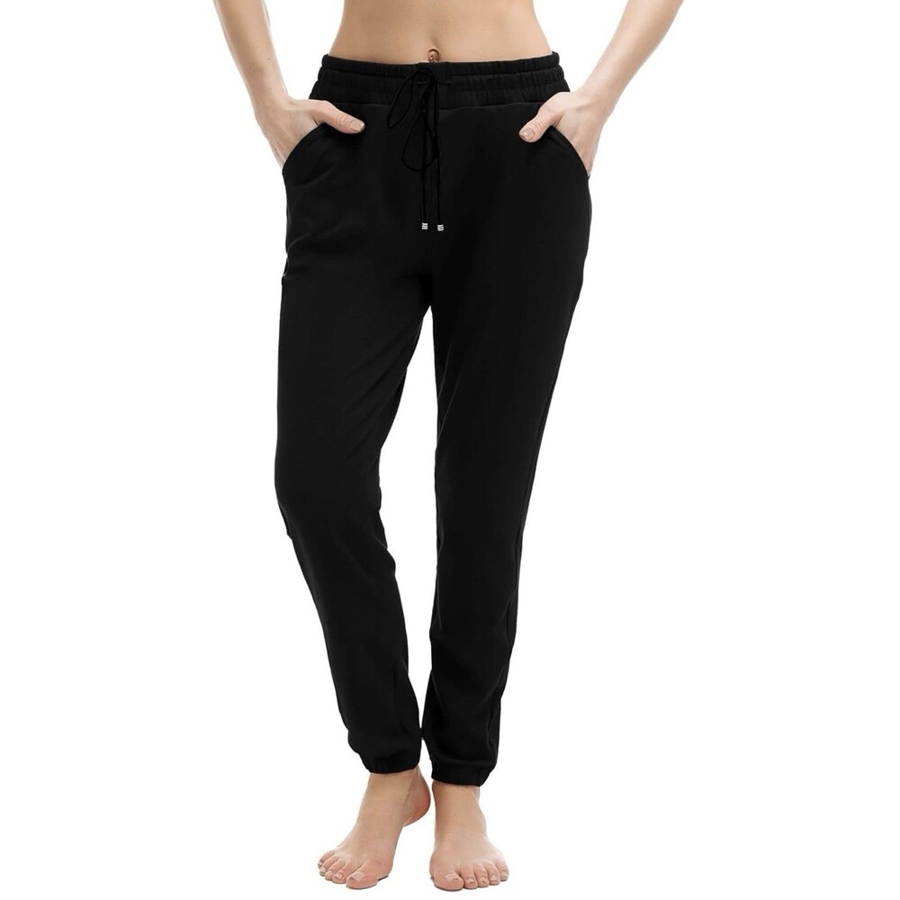 Women’s Black Joggers w/Pockets, Drawstring Sweatpants, Soft breathable Fabric